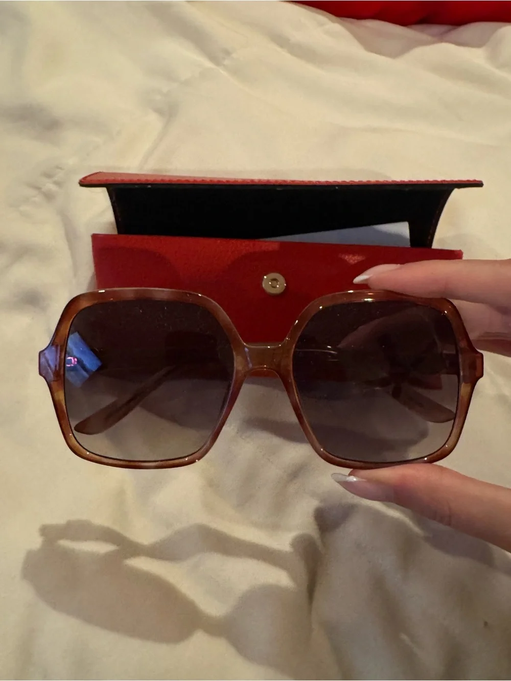 Guess Brown Tortoiseshell Oversized Square Sunglasses